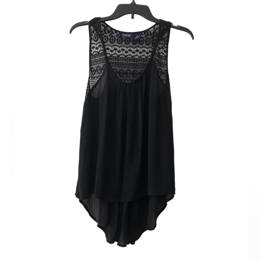 Black High-Low Racerback Crochet Top- Medium
